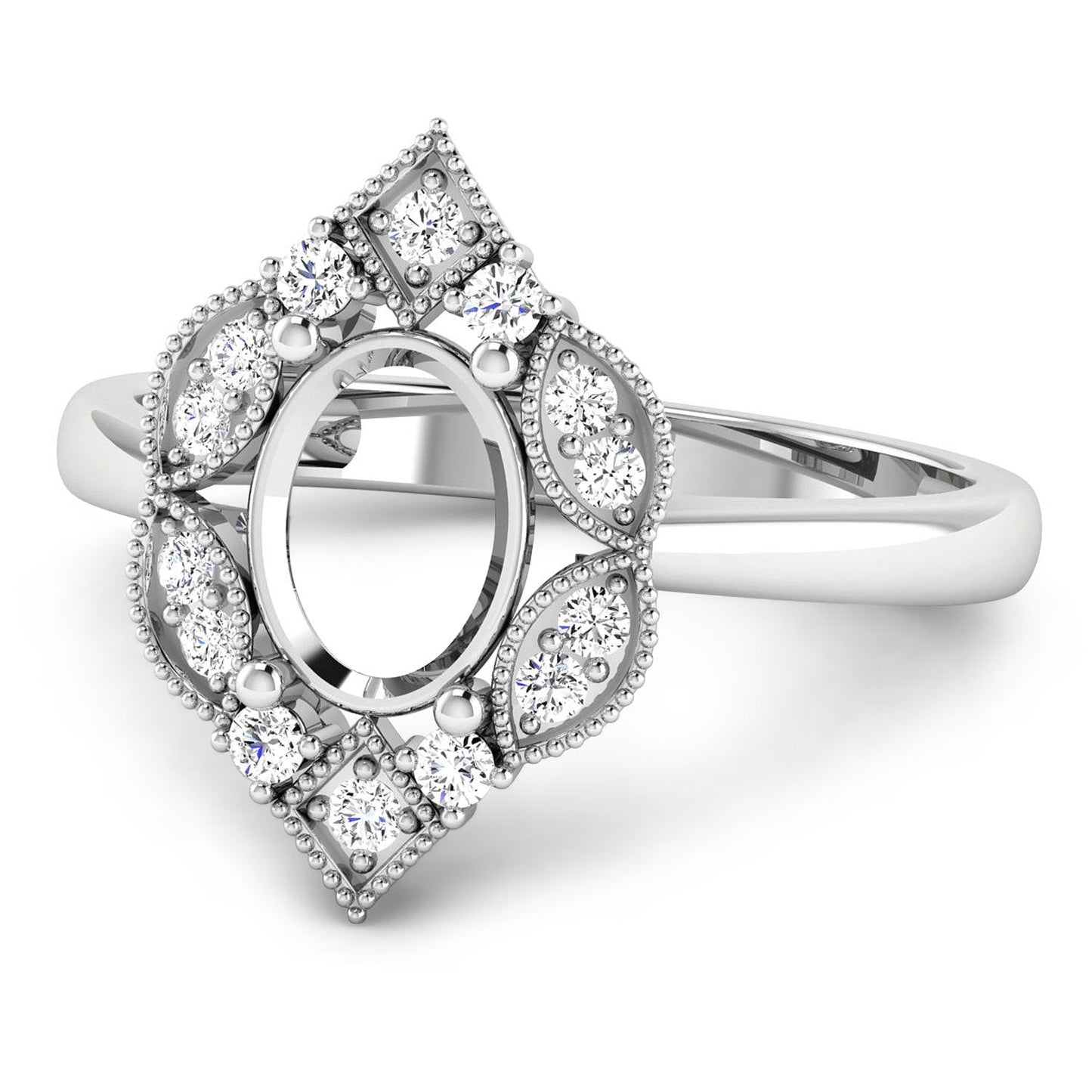 Anillo de Compromiso Semi Montura de Diamante Blanco de 0.20 Quilates en Oro Blanco de 14K