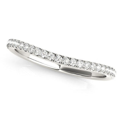 14k White Gold Curved Pave Setting Wedding Band