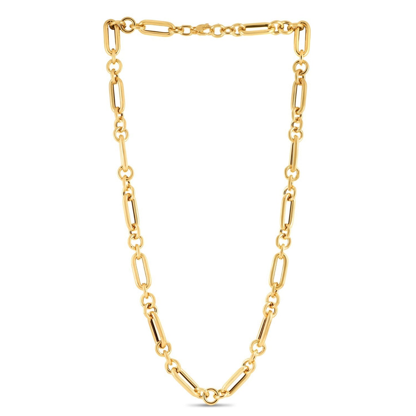 Collier en chaîne à maillons ronds en papier de 14 carats en or jaune italien