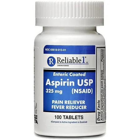 Reliable 1 Aspirin 325mg Enteric Coated Tablets - 100 Count