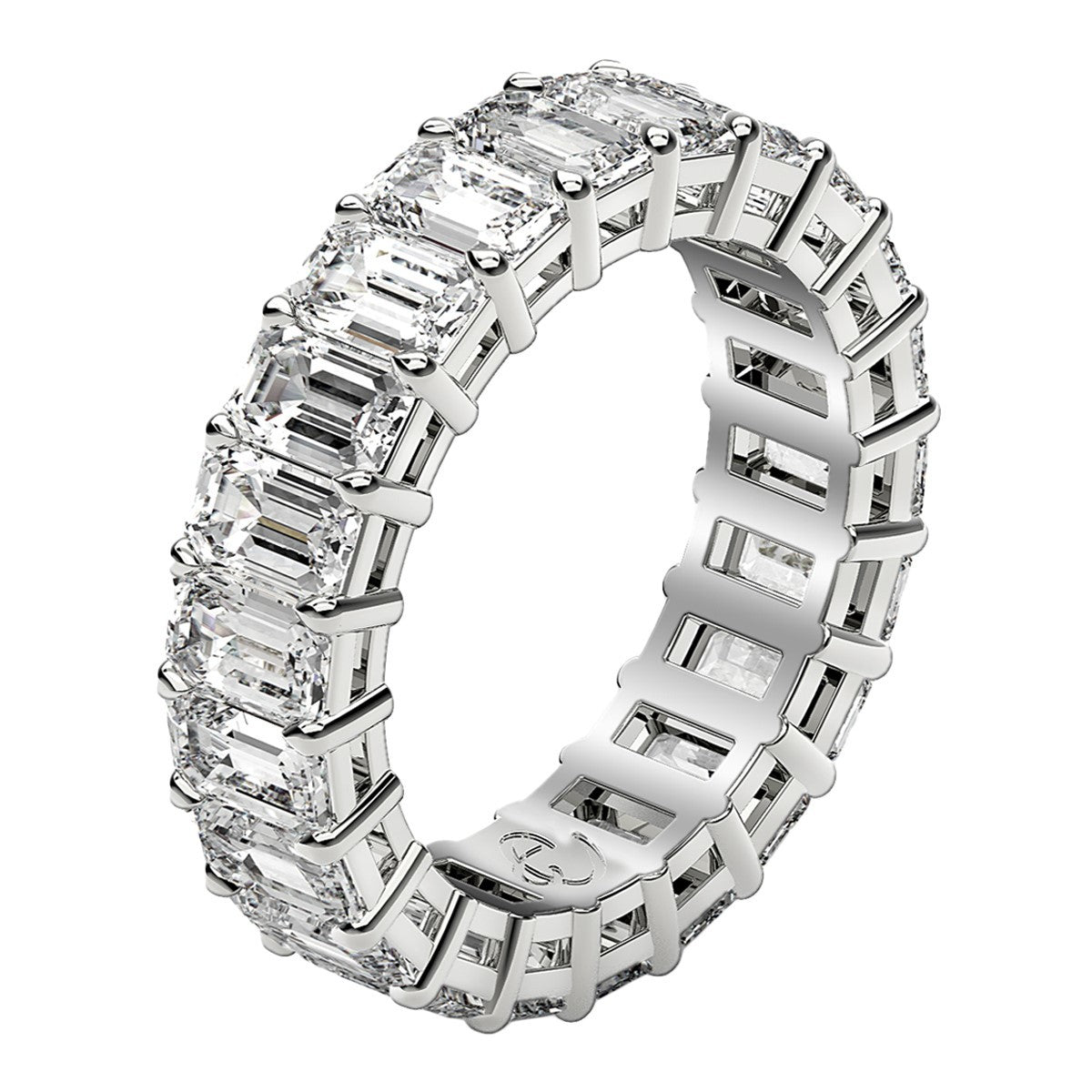 Emerald Cut Lab Grown Diamond Eternity Ring in 14k White Gold