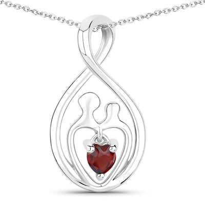 Pendentif en argent sterling .925 avec grenat véritable de 0,14 carat