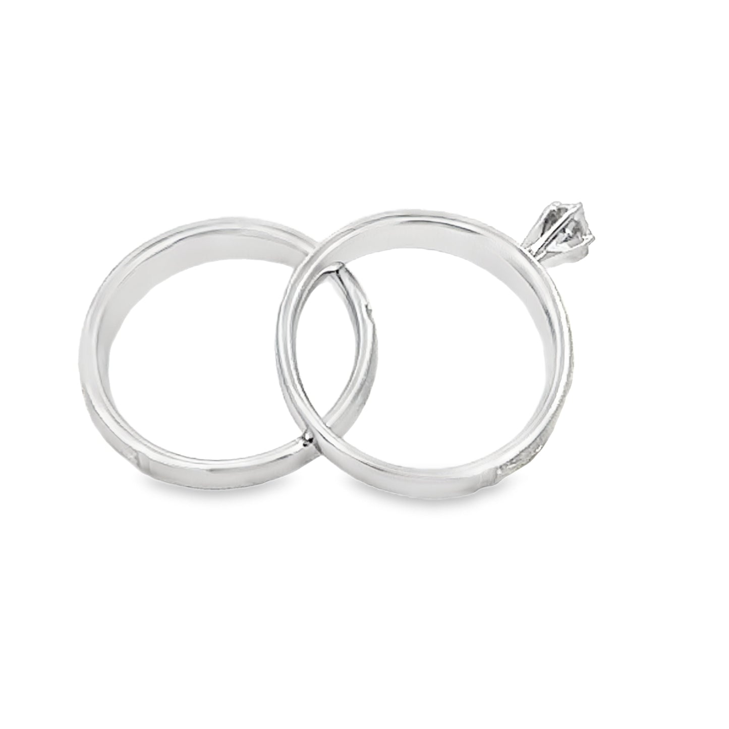 Elegant Diamond Engagement Ring Set in Sterling Silver and 14KT Gold