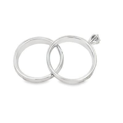 Elegant Diamond Engagement Ring Set in Sterling Silver and 14KT Gold
