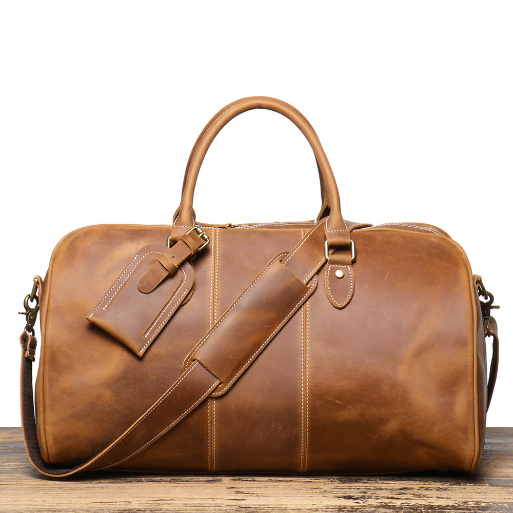 Sac de voyage en cuir véritable rétro pour homme
