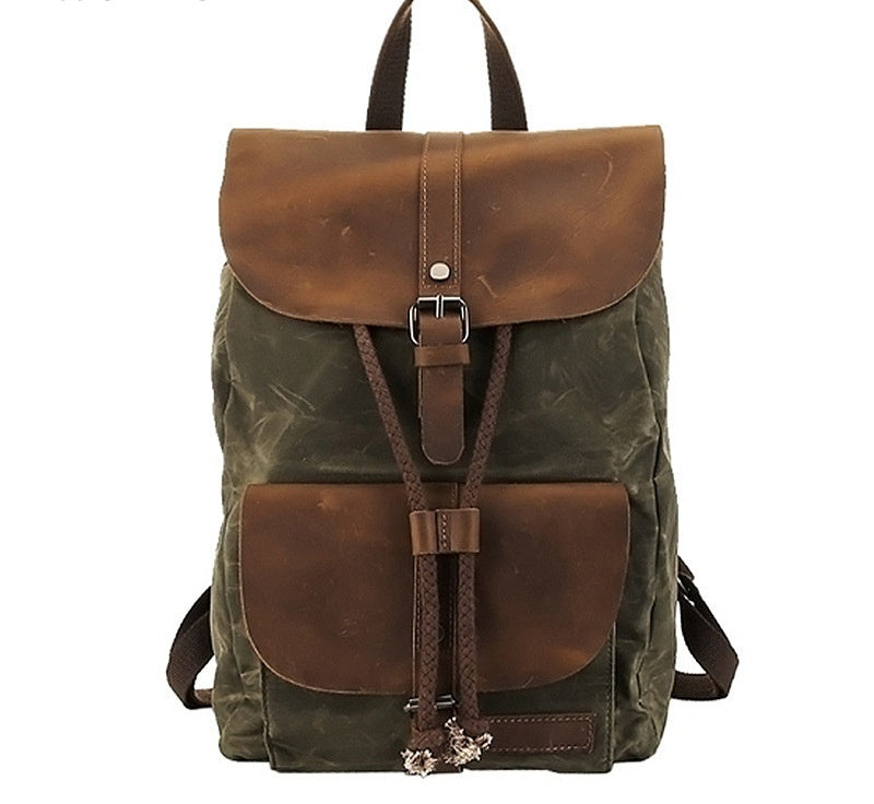 Mochila Casual de Cuero Crazy Horse Impermeable