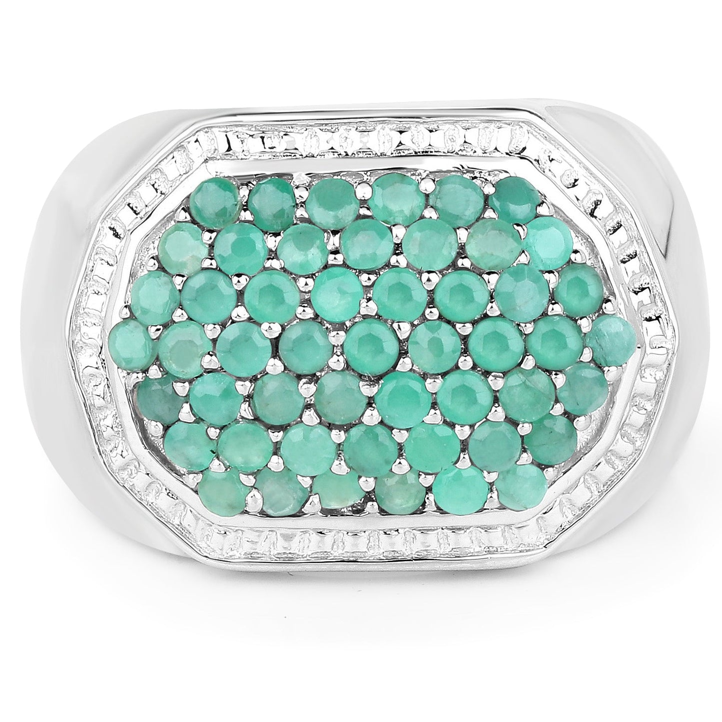 Bague de fiançailles en argent sterling .925 avec émeraude véritable de 1,43 carat