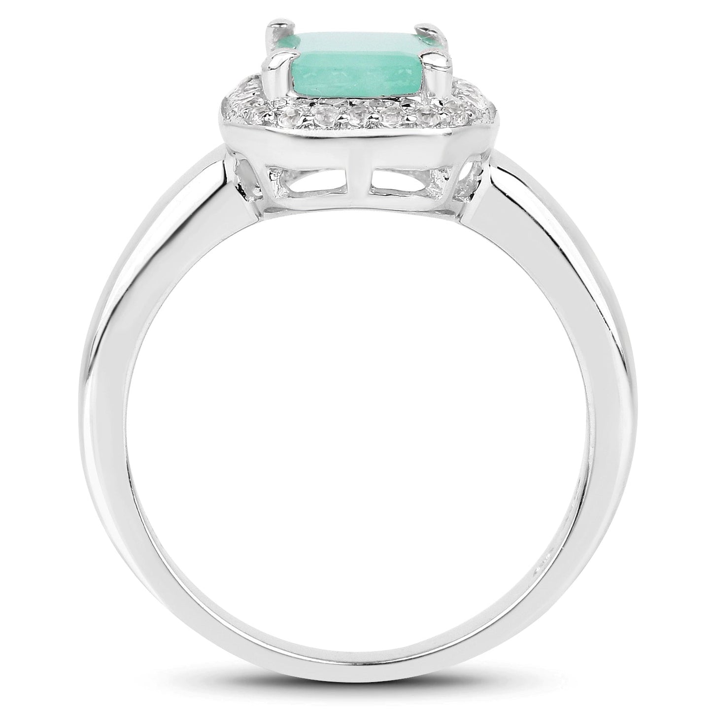 Anillo de plata esterlina con esmeralda de 1.73 quilates y topacio blanco