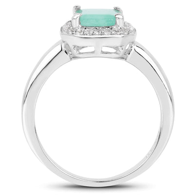 1.73 Carat Emerald & White Topaz Sterling Silver Ring