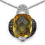 Pendentif en Citrine et Diamant de 2,91 Carats en Argent Sterling .925