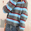 Chic Striped Long Sleeve Sweater with Round Neck - Korvel