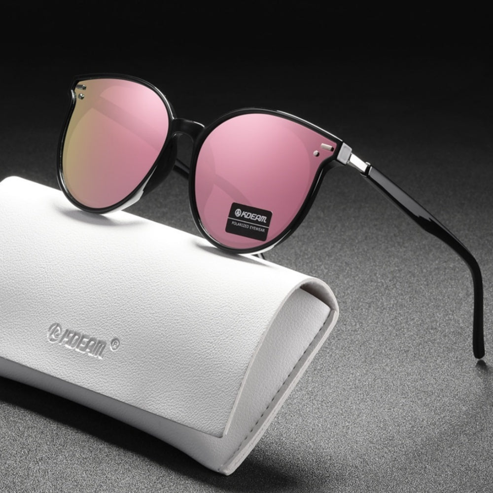 Lunettes de soleil polarisées à monture large en forme de chat avec protection UV