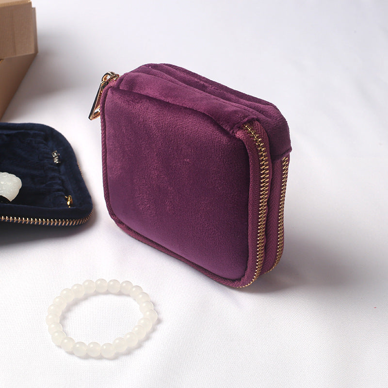 Portable Jewelry Storage Bag with Zipper Closure