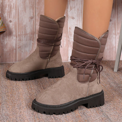 Botas de Nieve de Media Tubo con Tacón Grueso para Mujeres