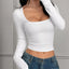 Ribbed Long Sleeve Crop T-Shirt