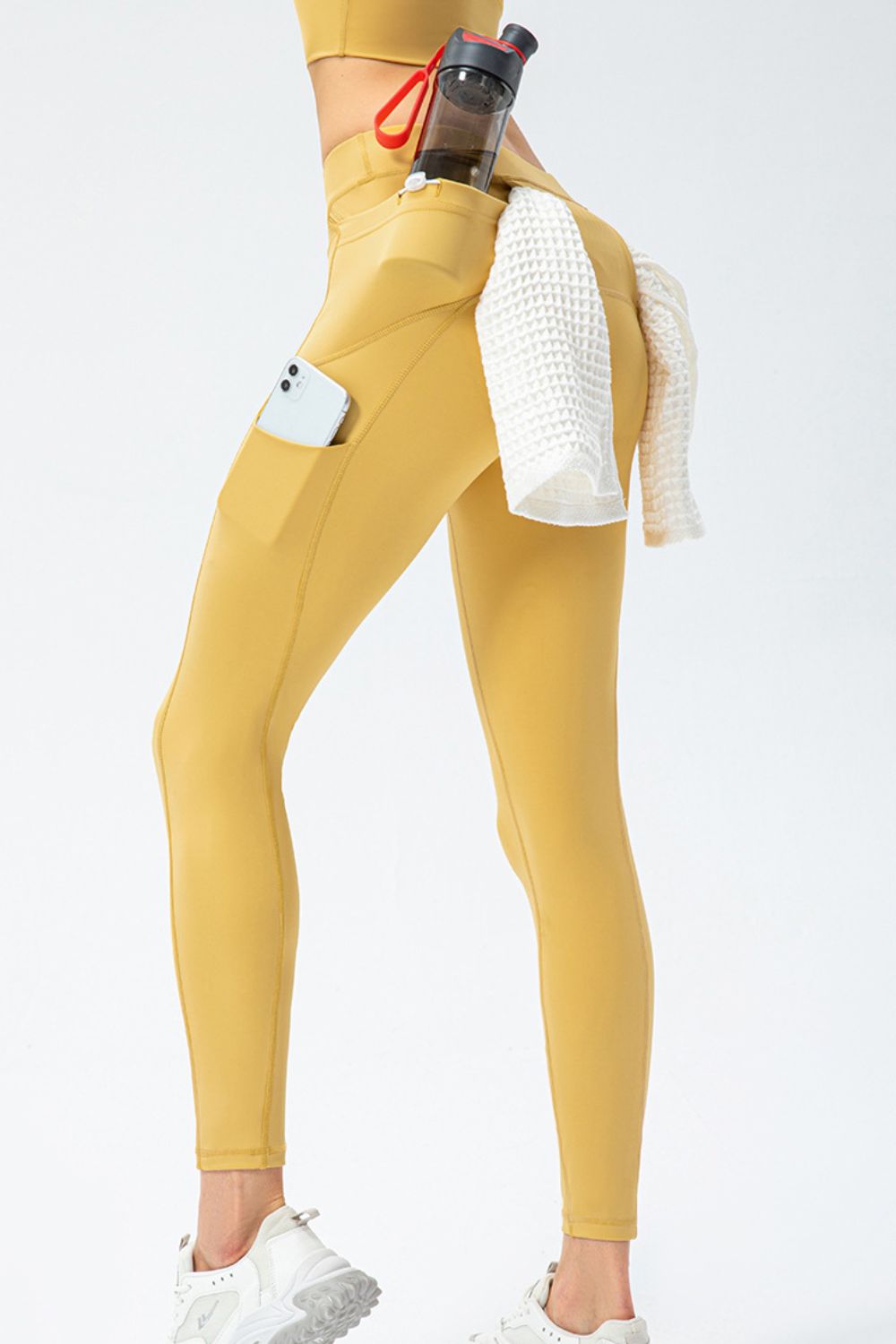 Pantalons de sport longs taille haute slim fit grande taille avec poches