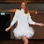 Robe Bodycon à Manches Longues en Tricot avec Panneaux en Plumes