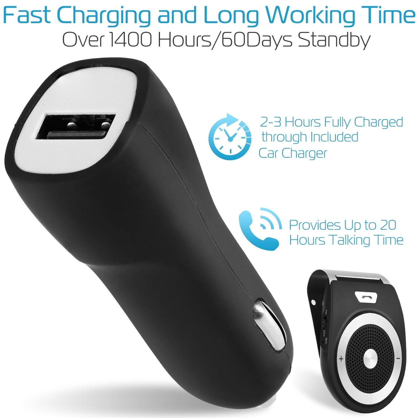 Gbruno Car Wireless Speakerphone - Hands-Free Calling & Music