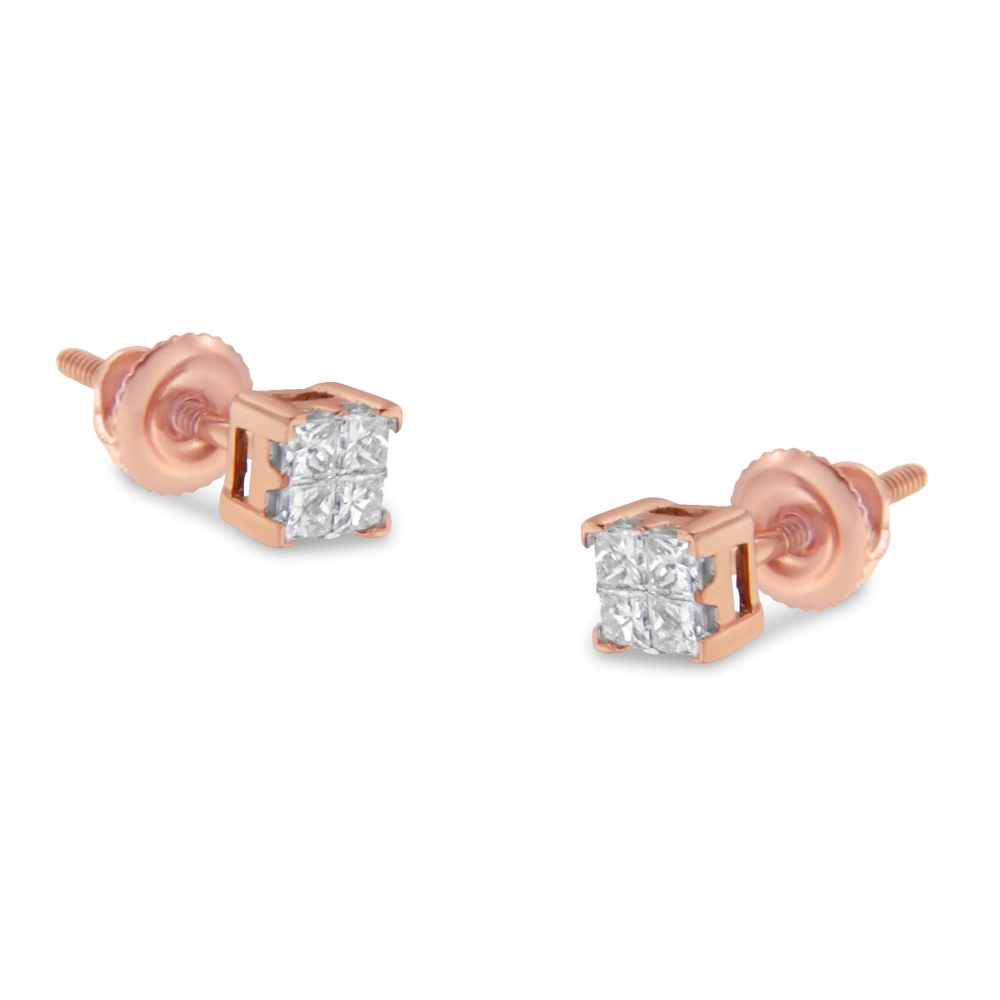 Boucles d'oreilles en diamant princesse en or jaune 10KT