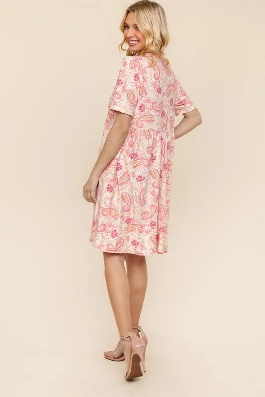 Robe en tricot à imprimé paisley évasée