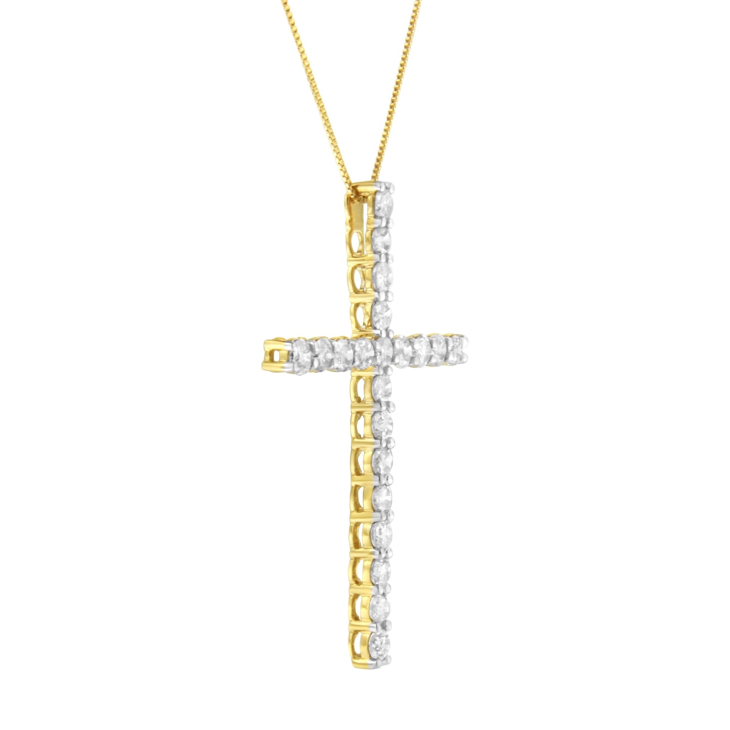 Collar con colgante de cruz de diamantes de plata esterlina chapada en oro de 10K - 18"