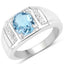 Bague en argent sterling avec topaze bleue de Londres et topaze blanche de 2,18 carats
