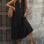 Decorative Button Notched Sleeveless Dress