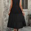 Decorative Button Notched Sleeveless Dress