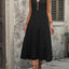 Decorative Button Notched Sleeveless Dress