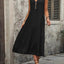 Decorative Button Notched Sleeveless Dress