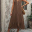 Decorative Button Notched Sleeveless Dress