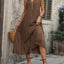 Decorative Button Notched Sleeveless Dress