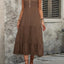 Decorative Button Notched Sleeveless Dress