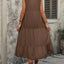 Decorative Button Notched Sleeveless Dress