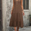 Decorative Button Notched Sleeveless Dress