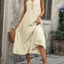 Decorative Button Notched Sleeveless Dress