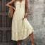Decorative Button Notched Sleeveless Dress