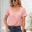 Decorative Button Scoop Neck T-Shirt - Korvel