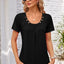 Decorative Button Scoop Neck T-Shirt - Korvel