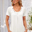 Decorative Button Scoop Neck T-Shirt - Korvel