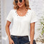 Decorative Button Scoop Neck T-Shirt - Korvel