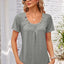 Decorative Button Scoop Neck T-Shirt - Korvel