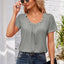 Decorative Button Scoop Neck T-Shirt - Korvel