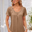 Decorative Button Scoop Neck T-Shirt - Korvel