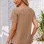 Decorative Button Scoop Neck T-Shirt - Korvel