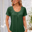 Decorative Button Scoop Neck T-Shirt - Korvel