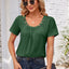 Decorative Button Scoop Neck T-Shirt - Korvel