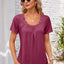 Decorative Button Scoop Neck T-Shirt - Korvel