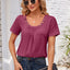 Decorative Button Scoop Neck T-Shirt - Korvel