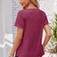 Decorative Button Scoop Neck T-Shirt - Korvel